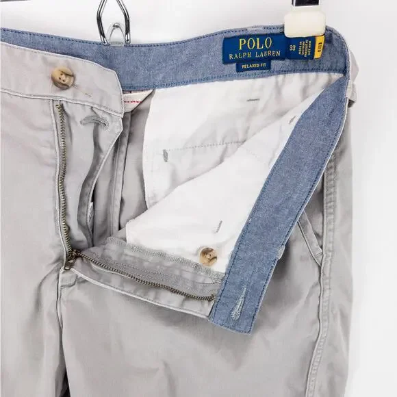 Polo by Ralph Lauren Bermuda Shorts Men's 33x11 Relaxed Fit Chino Pocket Gray - Picture 5 of 12